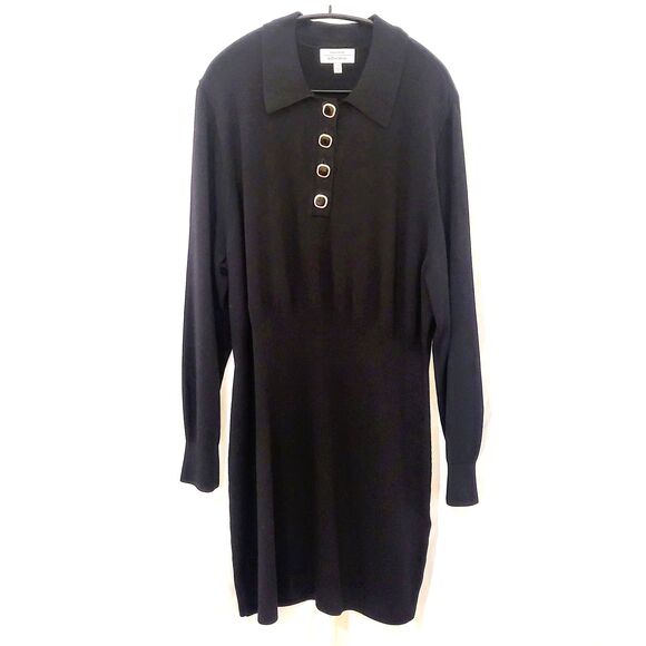 & Other Stories Dress Black Knit Collar Blouson Mini Size Large - Picture 3 of 6